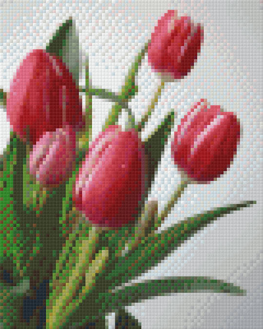 Pink And Red Tulips Four [4] Baseplate PixelHobby Mini-mosaic Art Kit